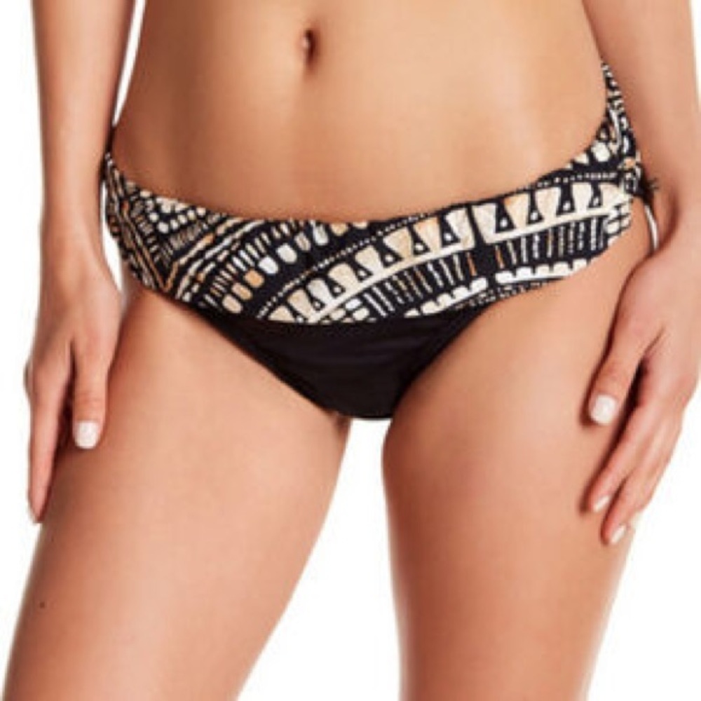 NWT Kenneth Cole Black and Gold Geometric Bikini Bottom Size Small